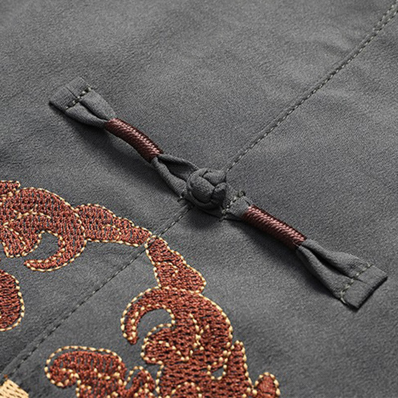 Chinese New Year Embroidered Fu Tang Suit Hanfu Long Sleeve Top Pants Clothing Men's Set