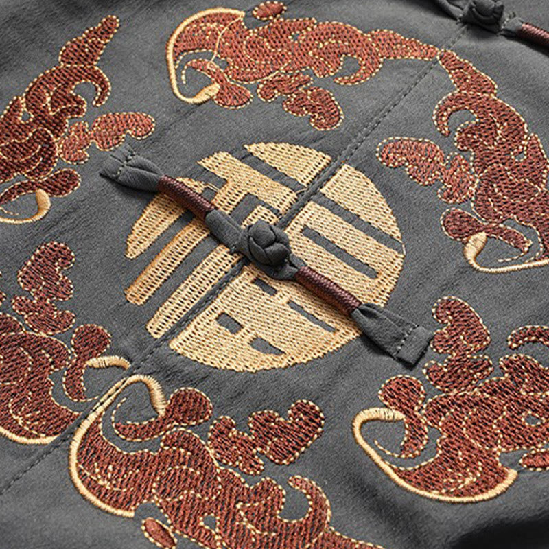 Chinese New Year Embroidered Fu Tang Suit Hanfu Long Sleeve Top Pants Clothing Men's Set