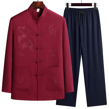 Breathable Frog Button Men's Meditation and Tai Chi Set