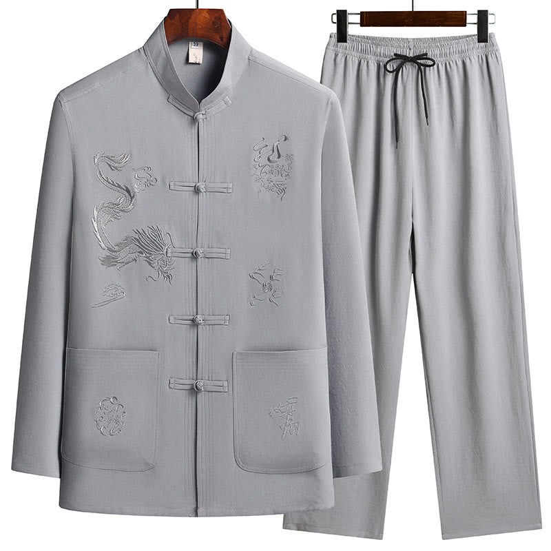 Breathable Frog Button Men's Meditation and Tai Chi Set