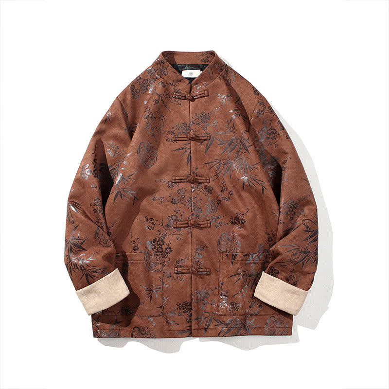 Tactile Cotton Stand Collar Frog Button Meditation Jacket Shirt
