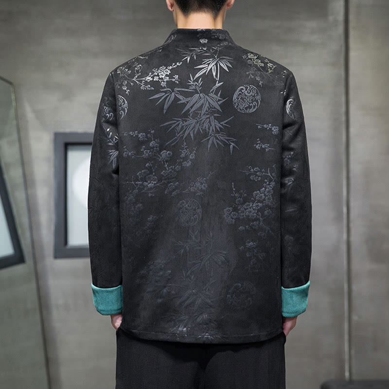 Tactile Cotton Stand Collar Frog Button Meditation Jacket Shirt