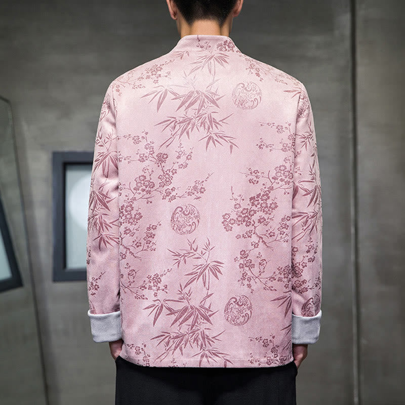 Tactile Cotton Stand Collar Frog Button Meditation Jacket Shirt