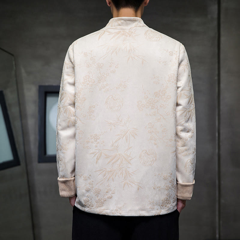 Tactile Cotton Stand Collar Frog Button Meditation Jacket Shirt