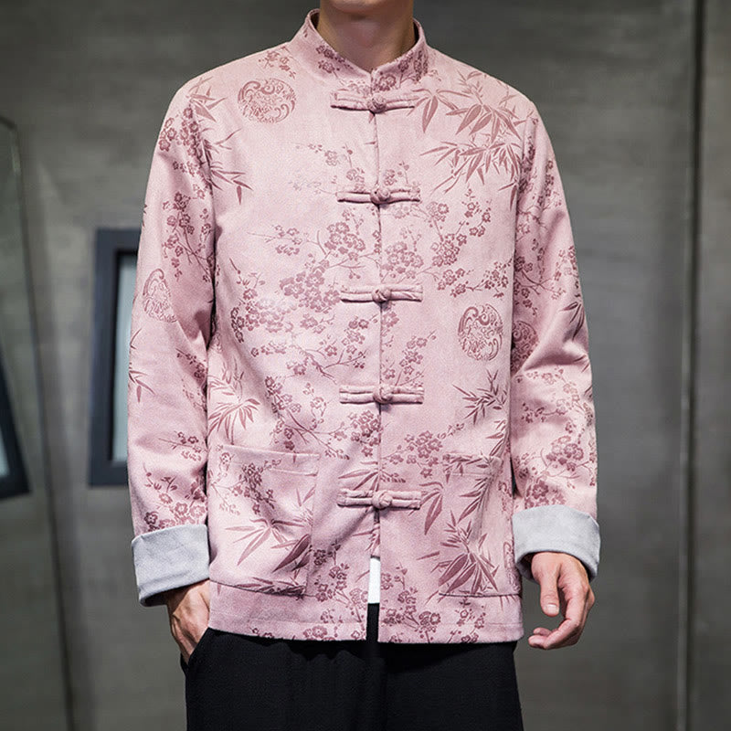 Tactile Cotton Stand Collar Frog Button Meditation Jacket Shirt
