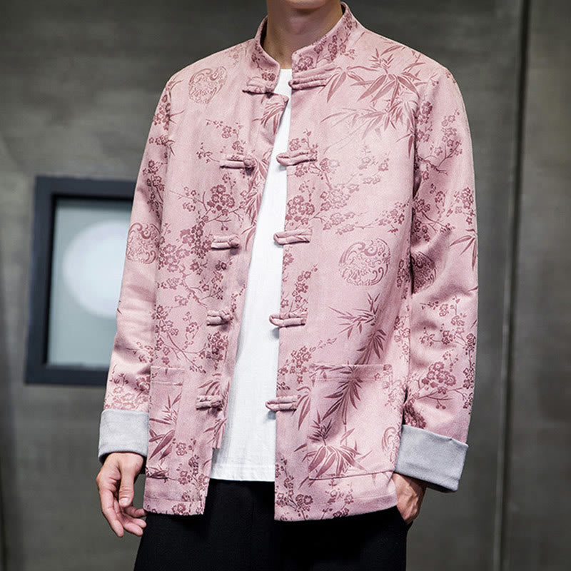 Tactile Cotton Stand Collar Frog Button Meditation Jacket Shirt