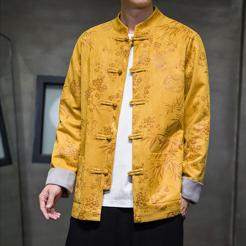 Tactile Cotton Stand Collar Frog Button Meditation Jacket Shirt