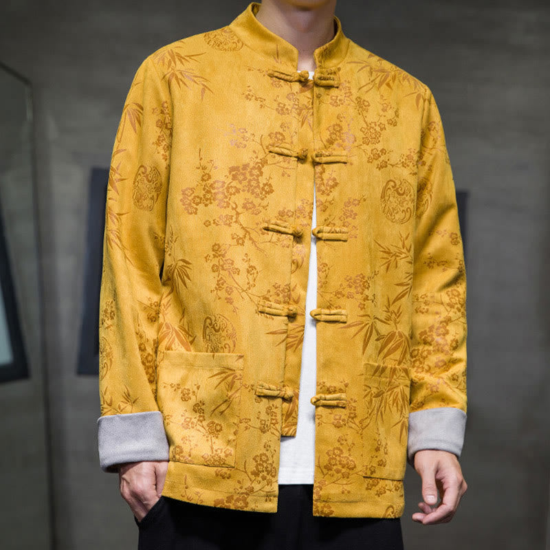 Tactile Cotton Stand Collar Frog Button Meditation Jacket Shirt