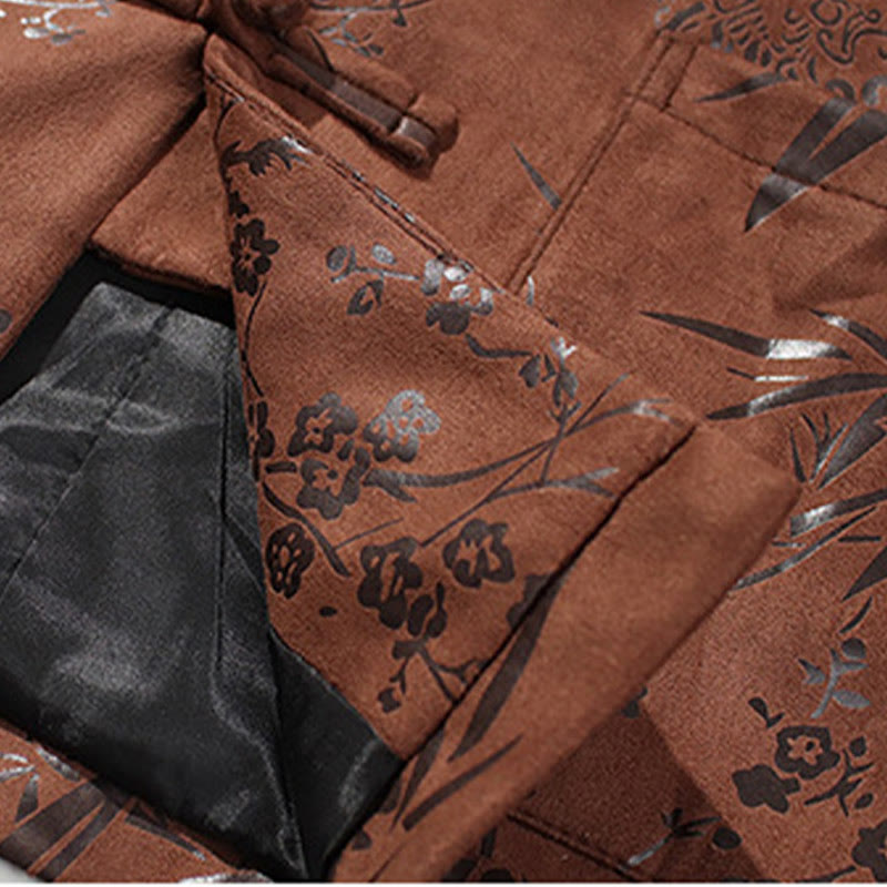 Tactile Cotton Stand Collar Frog Button Meditation Jacket Shirt