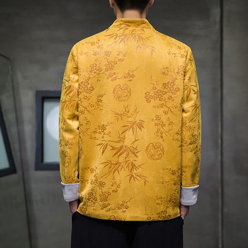 Tactile Cotton Stand Collar Frog Button Meditation Jacket Shirt