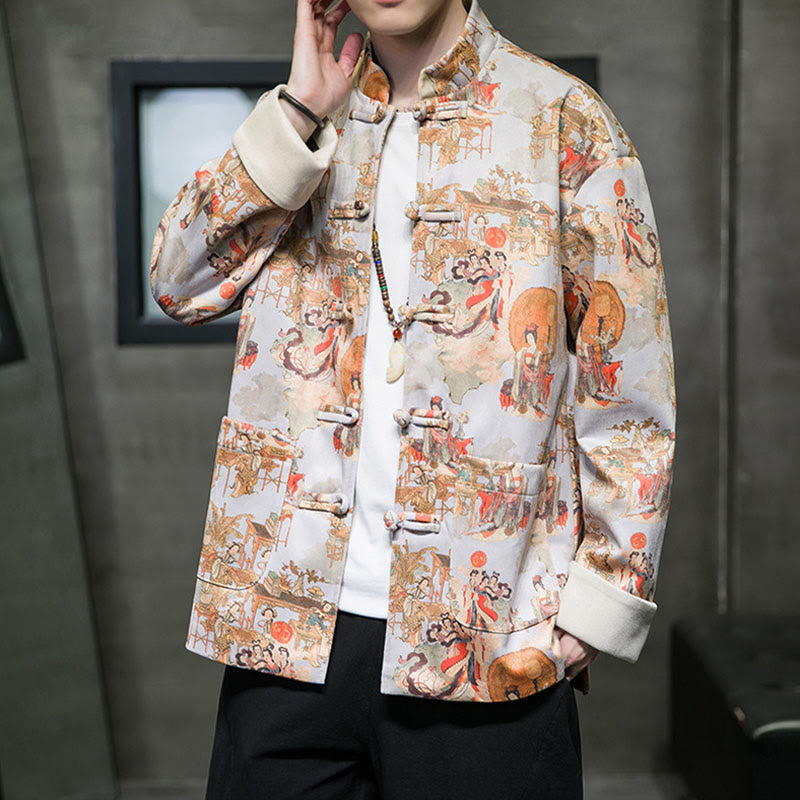 Tactile Cotton Frog-Button Grounding Jacket Shirt