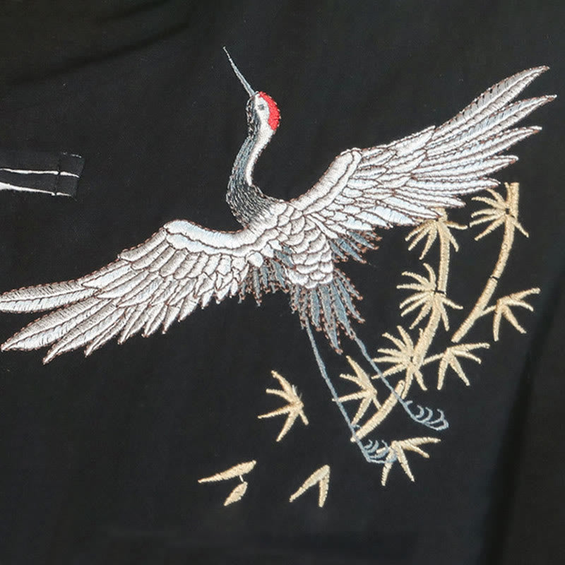 Tactile Cotton Embroidered Stand Collar Meditation Jacket Shirt