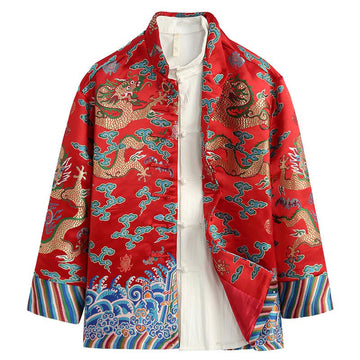 Cotton Embroidered Stand Collar Mindful Jacket Shirt