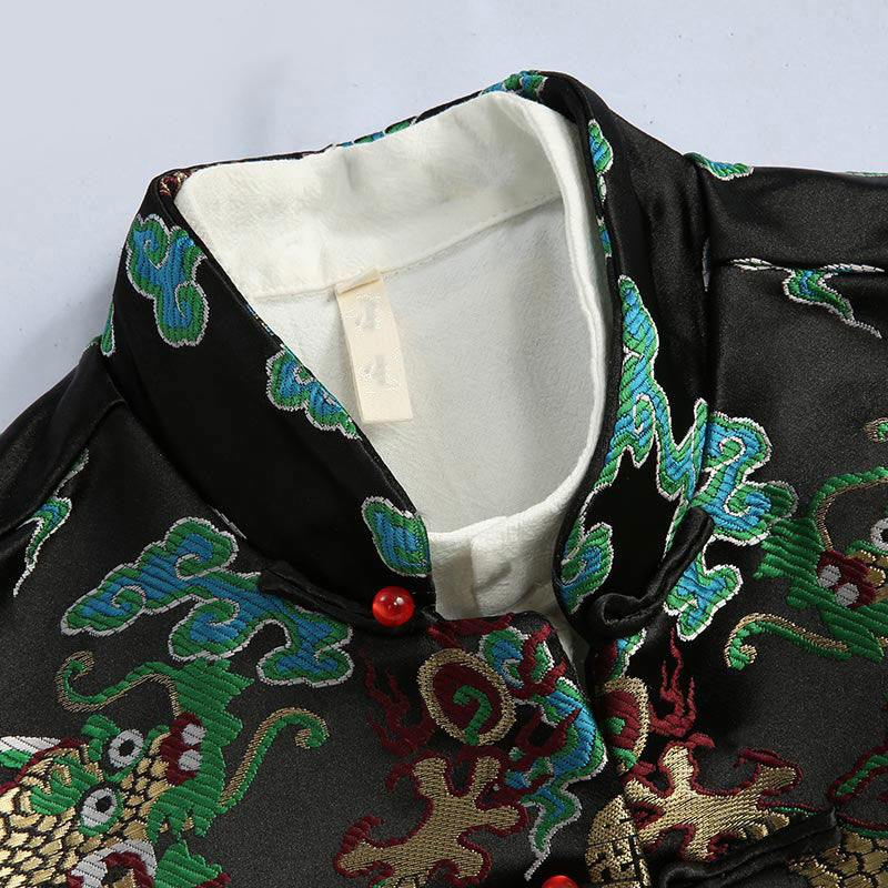 Cotton Embroidered Stand Collar Mindful Jacket Shirt