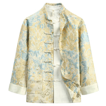 Tactile Cotton Jacquard Stand-Collar Mindful Jacket Shirt