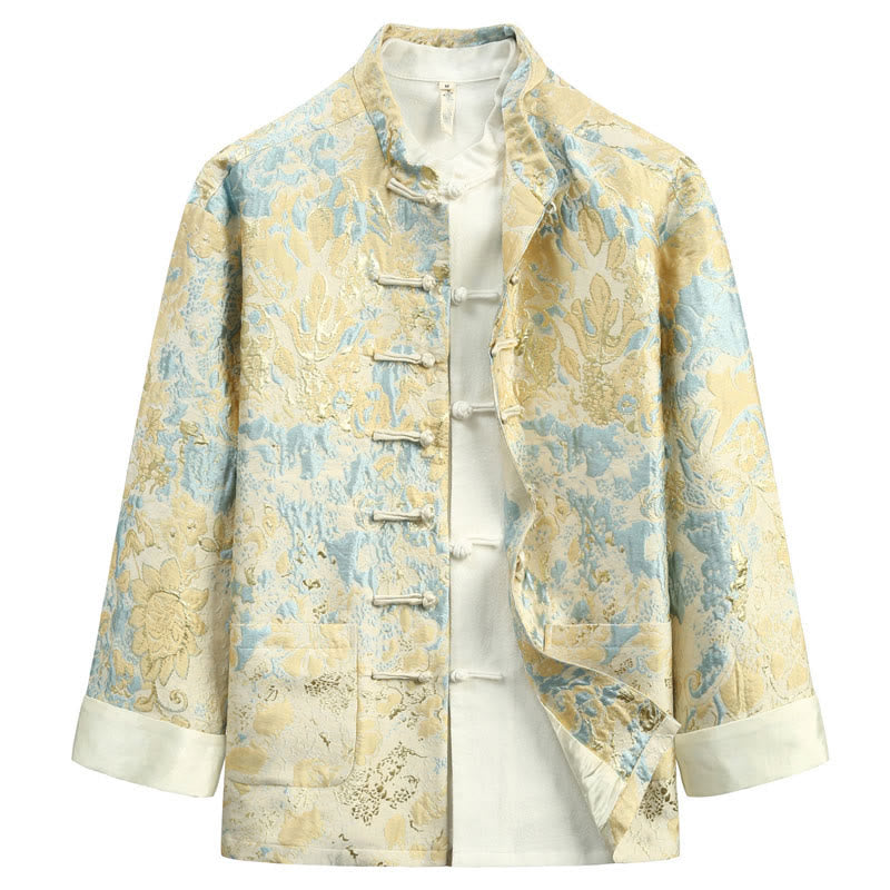 Tactile Cotton Jacquard Stand-Collar Mindful Jacket Shirt