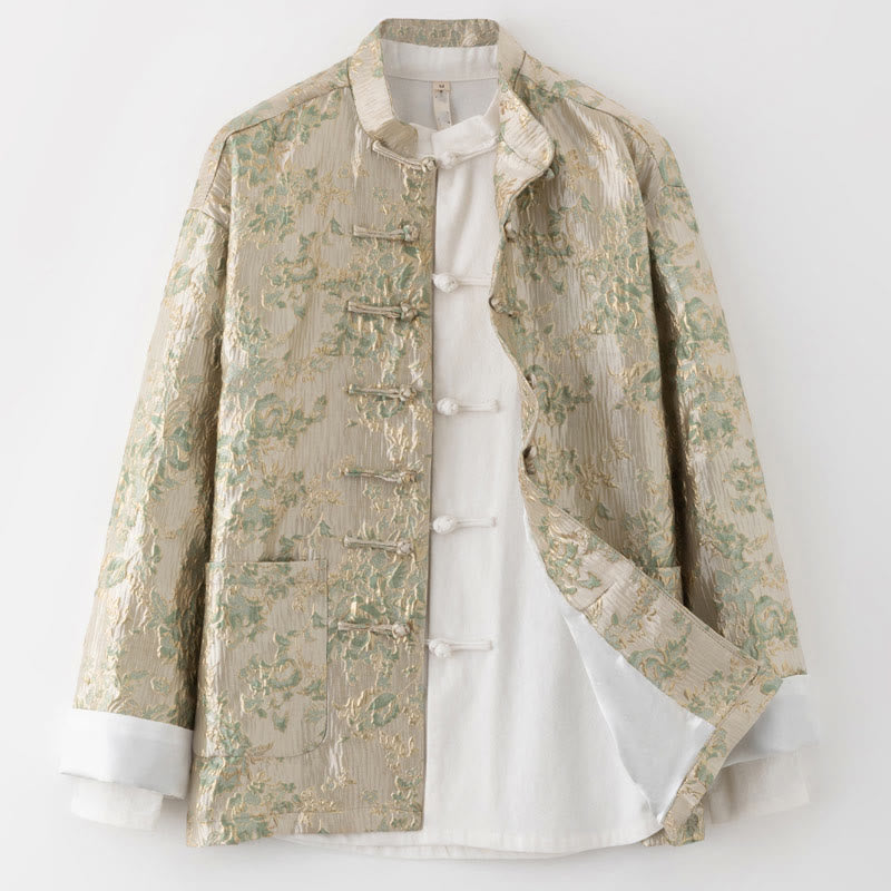Tactile Cotton Jacquard Stand-Collar Mindful Jacket Shirt