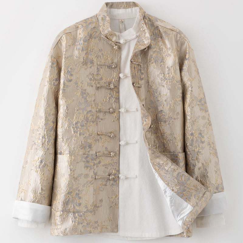 Tactile Cotton Jacquard Stand-Collar Mindful Jacket Shirt