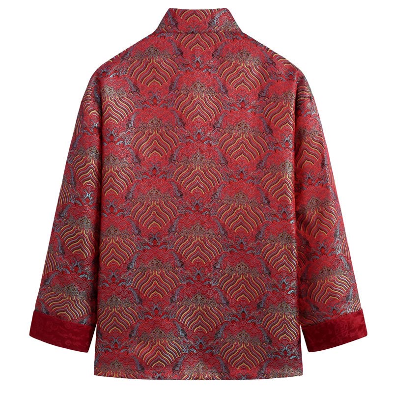 Jacquard Cotton Seawater Pattern Stand-Collar Mindful Jacket Shirt