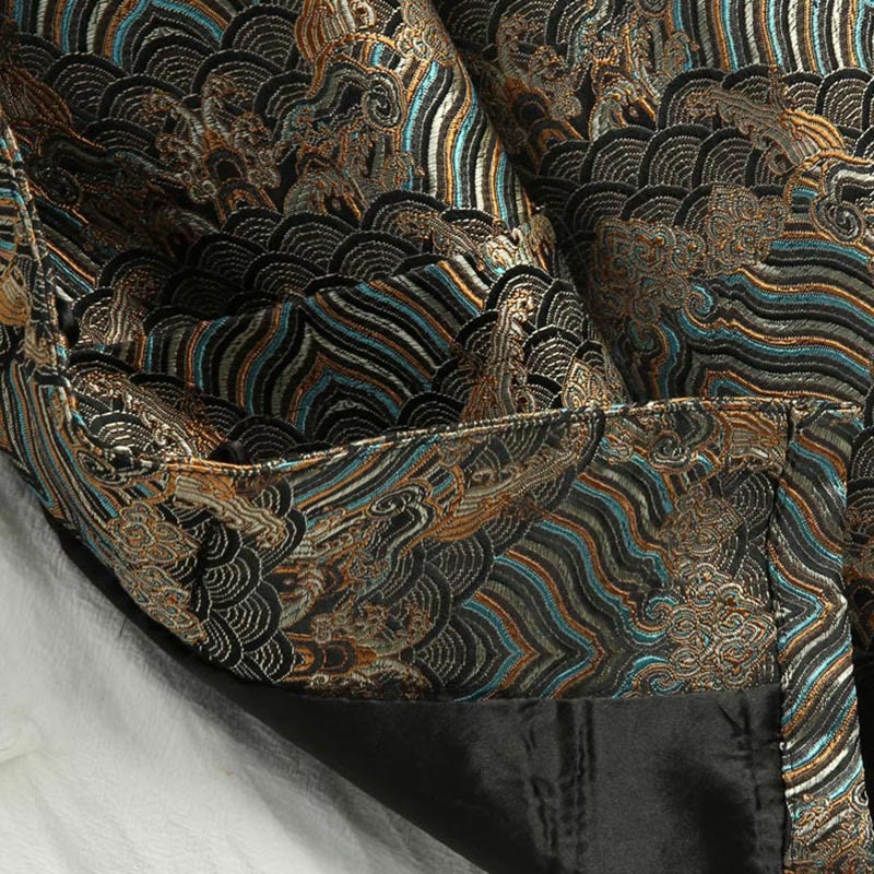 Jacquard Cotton Seawater Pattern Stand-Collar Mindful Jacket Shirt