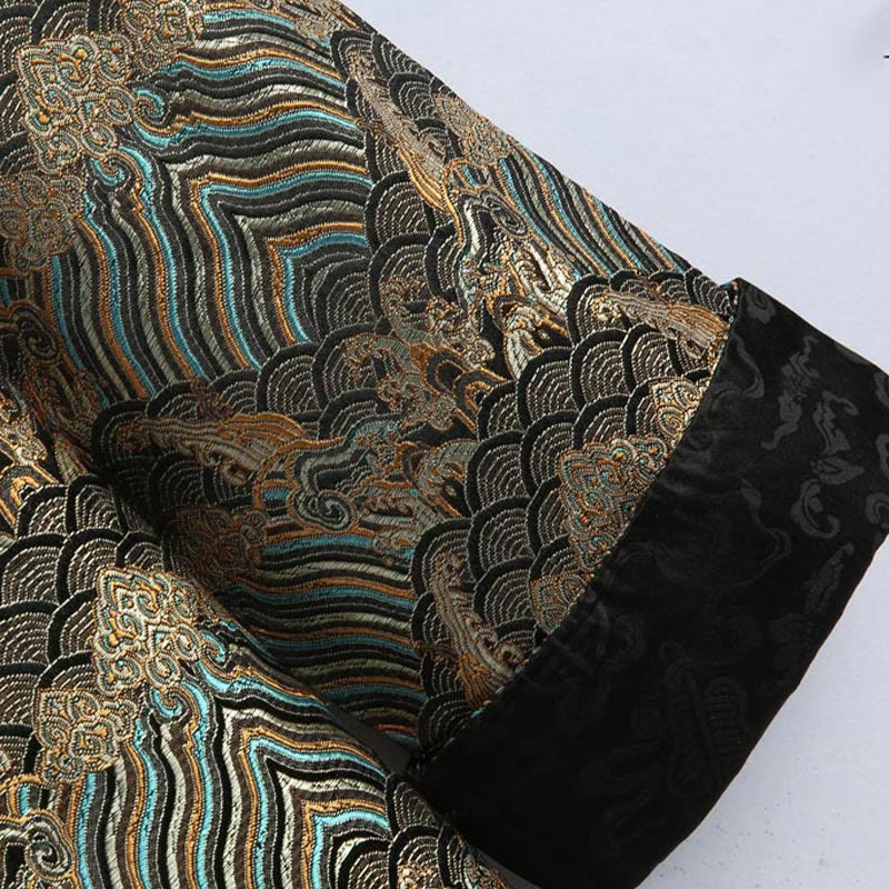 Jacquard Cotton Seawater Pattern Stand-Collar Mindful Jacket Shirt