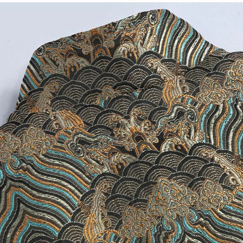 Jacquard Cotton Seawater Pattern Stand-Collar Mindful Jacket Shirt