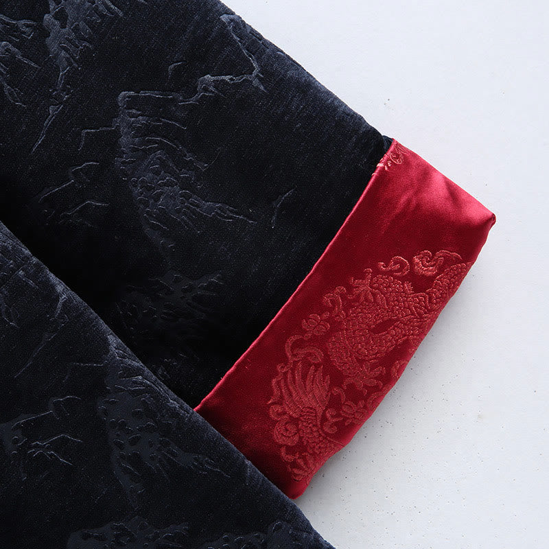 Tactile Cotton Landscape Print Stand Collar Meditation Jacket Shirt