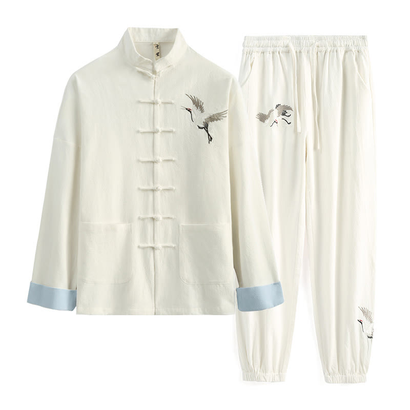 Embroidered Breathable Men's Meditation Tang Suit Set