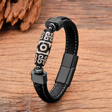 Adjustable Leather Dzi Bead Bracelet – Personal Energetic Anchor