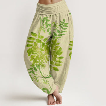 Breathable Cotton Botanical Print Grounding Harem Pants