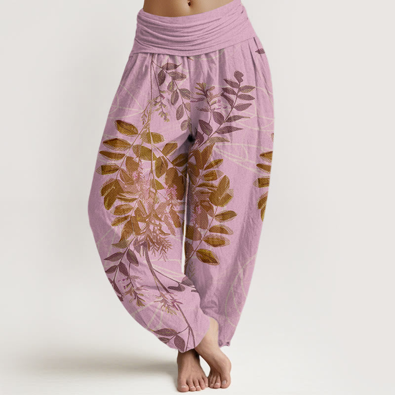 Breathable Cotton Botanical Print Grounding Harem Pants