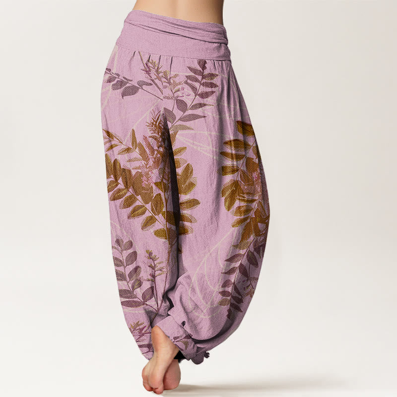 Breathable Cotton Botanical Print Grounding Harem Pants