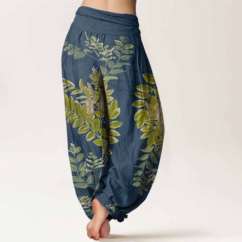 Breathable Cotton Botanical Print Grounding Harem Pants