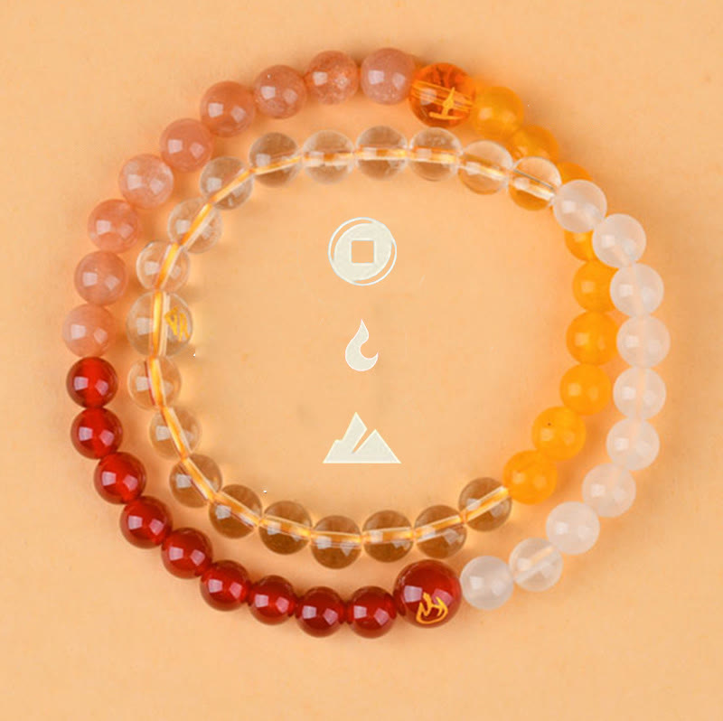 Five Elements Various Crystal Agate Strawberry Quartz Wisdom Bracelet