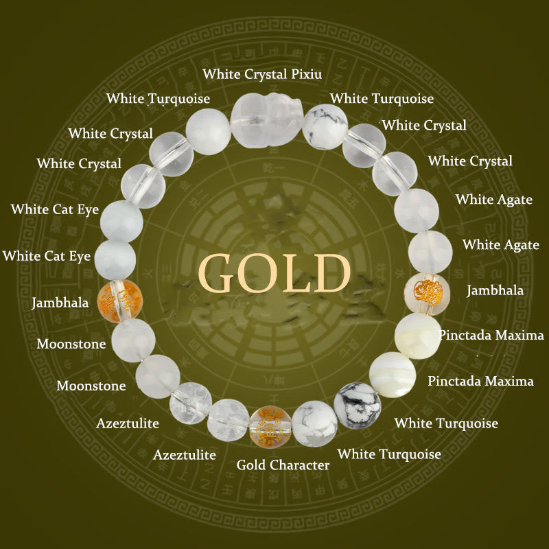 Five Elements Various Crystal Agate Pixiu Wealth Bracelet
