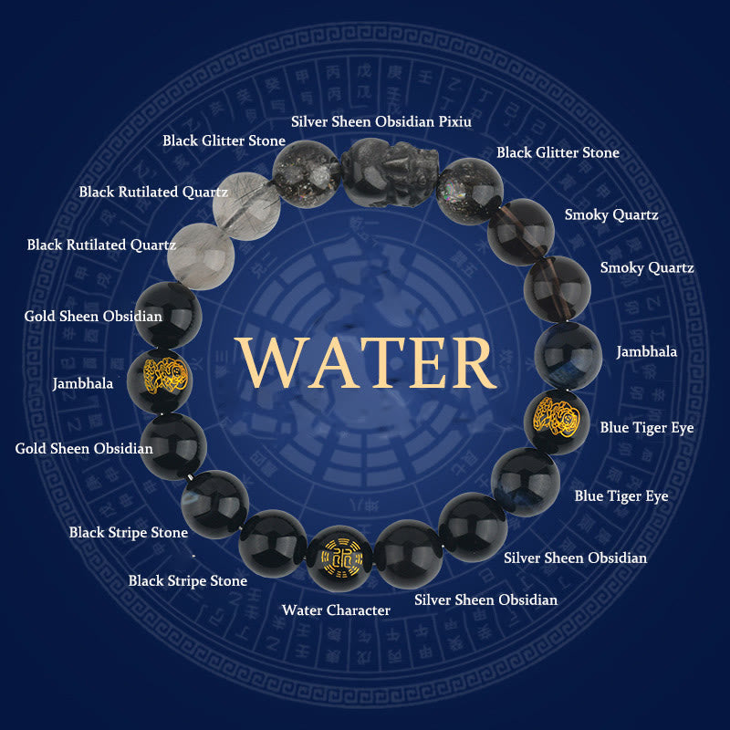 Five Elements Various Crystal Agate Pixiu Wealth Bracelet