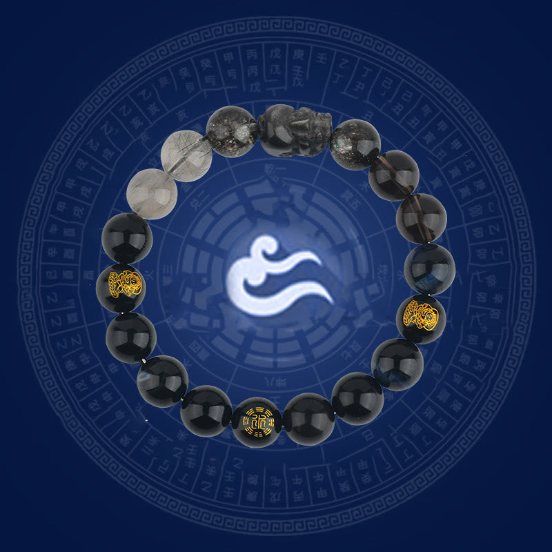 Five Elements Various Crystal Agate Pixiu Wealth Bracelet
