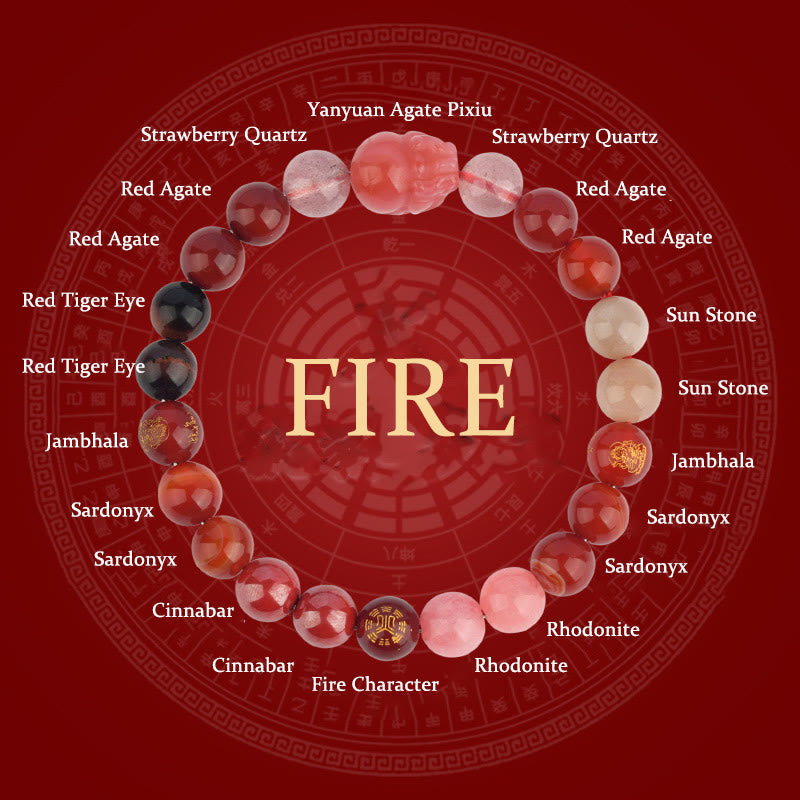 Five Elements Various Crystal Agate Pixiu Wealth Bracelet