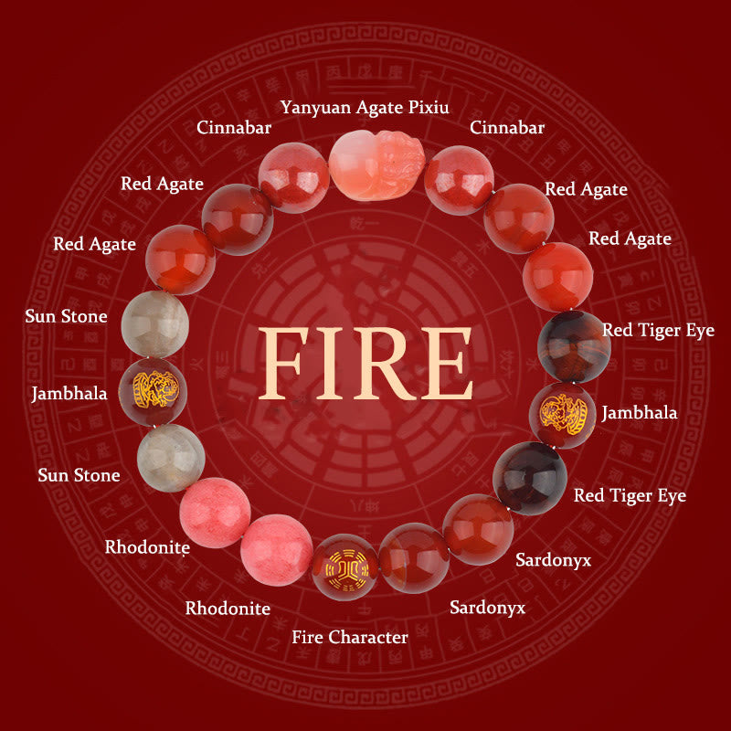 Five Elements Various Crystal Agate Pixiu Wealth Bracelet