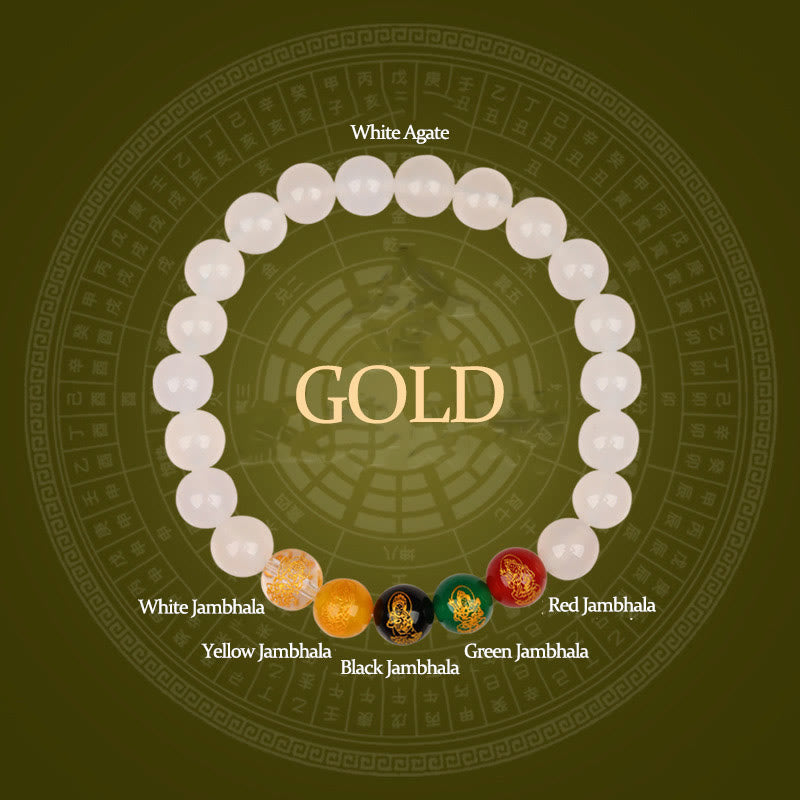 Five Elements Various Agate Jambhala Luck Bracelet