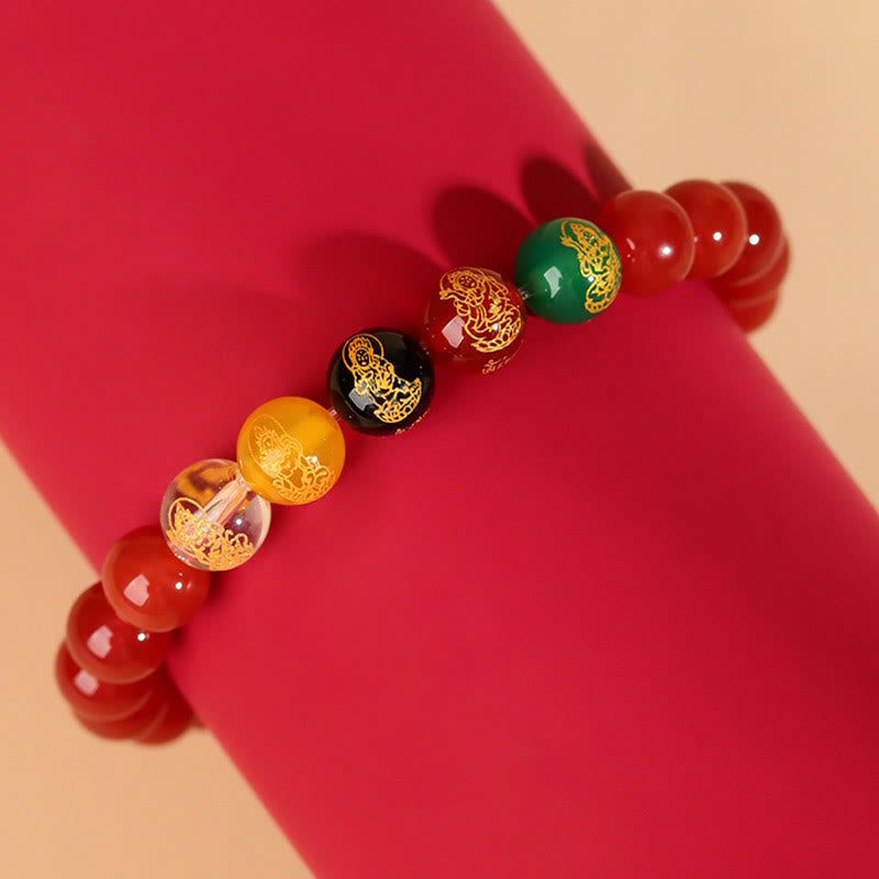 Five Elements Various Agate Jambhala Luck Bracelet