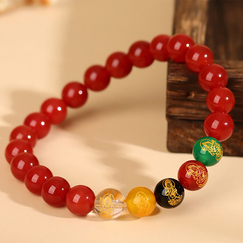Five Elements Various Agate Jambhala Luck Bracelet