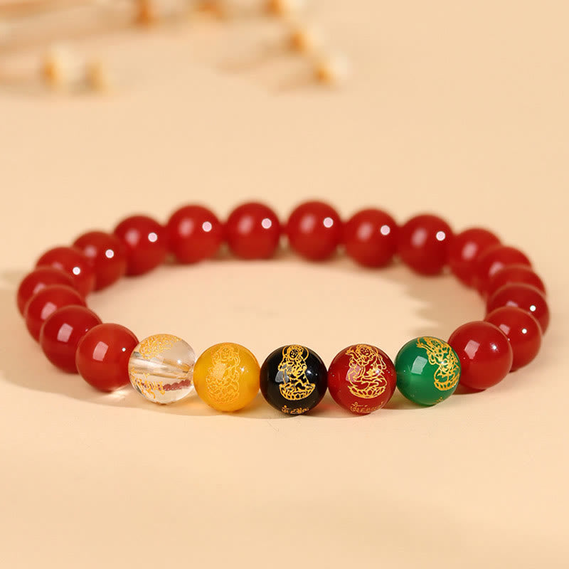 Five Elements Various Agate Jambhala Luck Bracelet