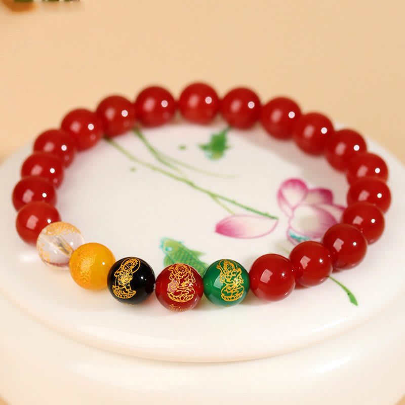 Five Elements Various Agate Jambhala Luck Bracelet