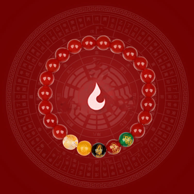 Five Elements Various Agate Jambhala Luck Bracelet
