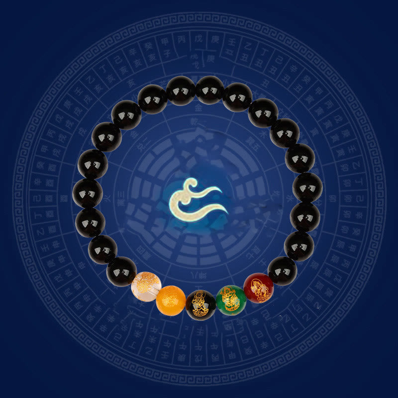 Five Elements Various Agate Jambhala Luck Bracelet
