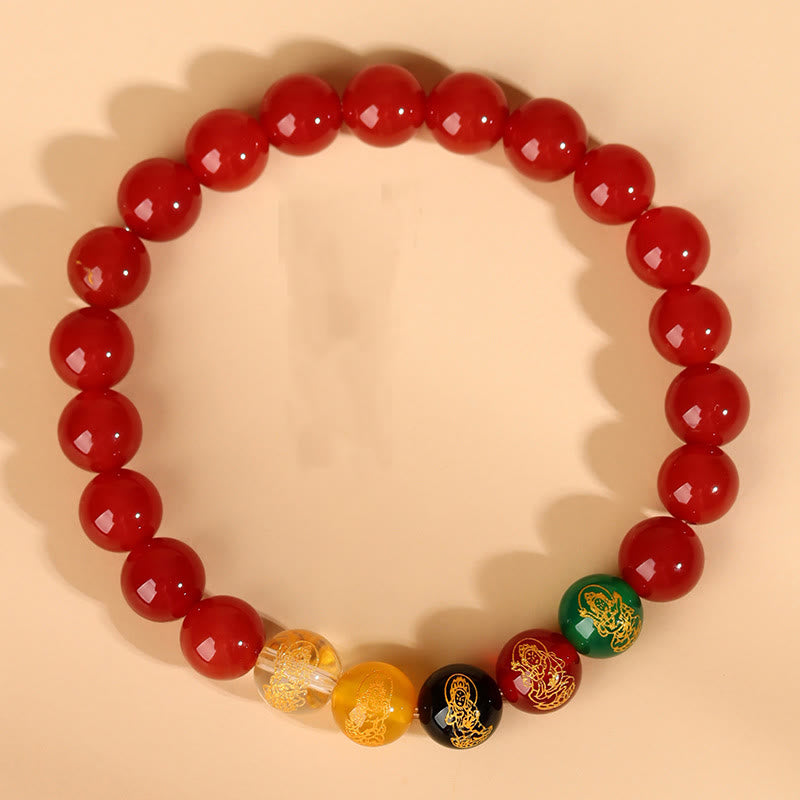 Five Elements Various Agate Jambhala Luck Bracelet