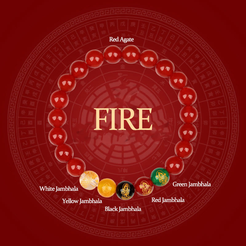 Five Elements Various Agate Jambhala Luck Bracelet