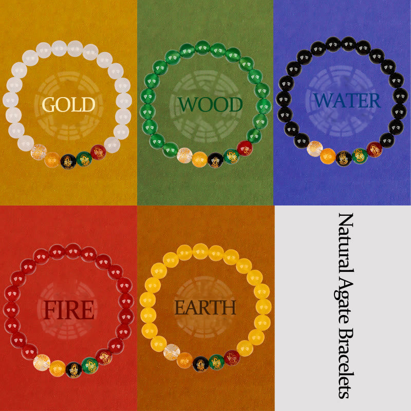Five Elements Various Agate Jambhala Luck Bracelet