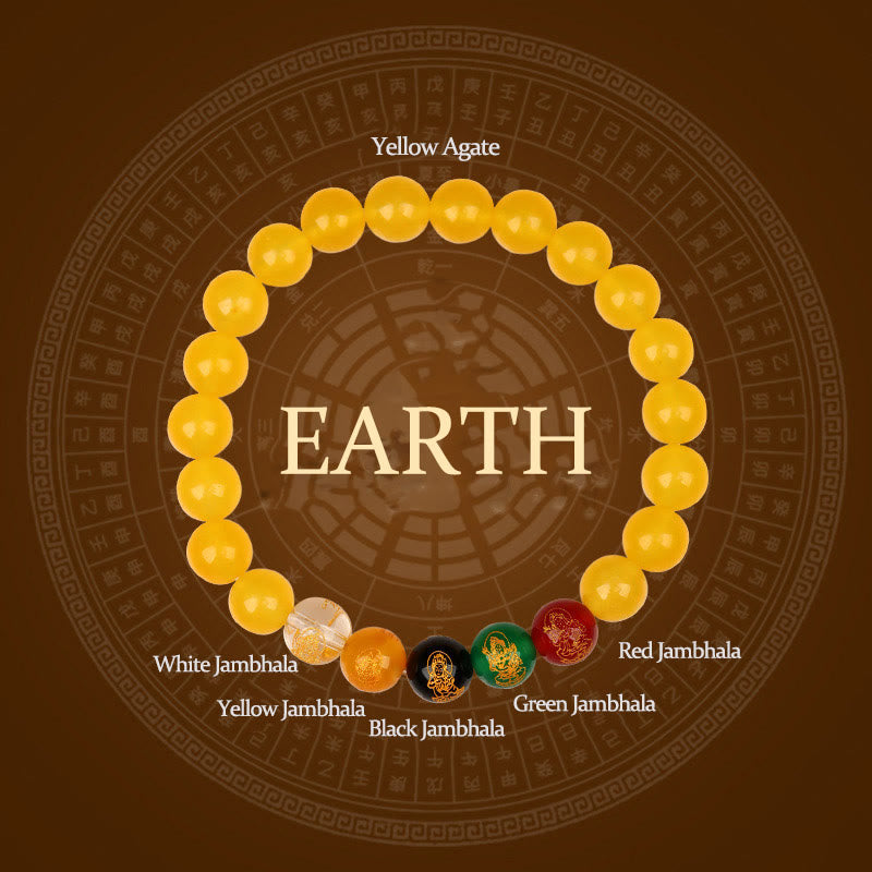 Five Elements Various Agate Jambhala Luck Bracelet